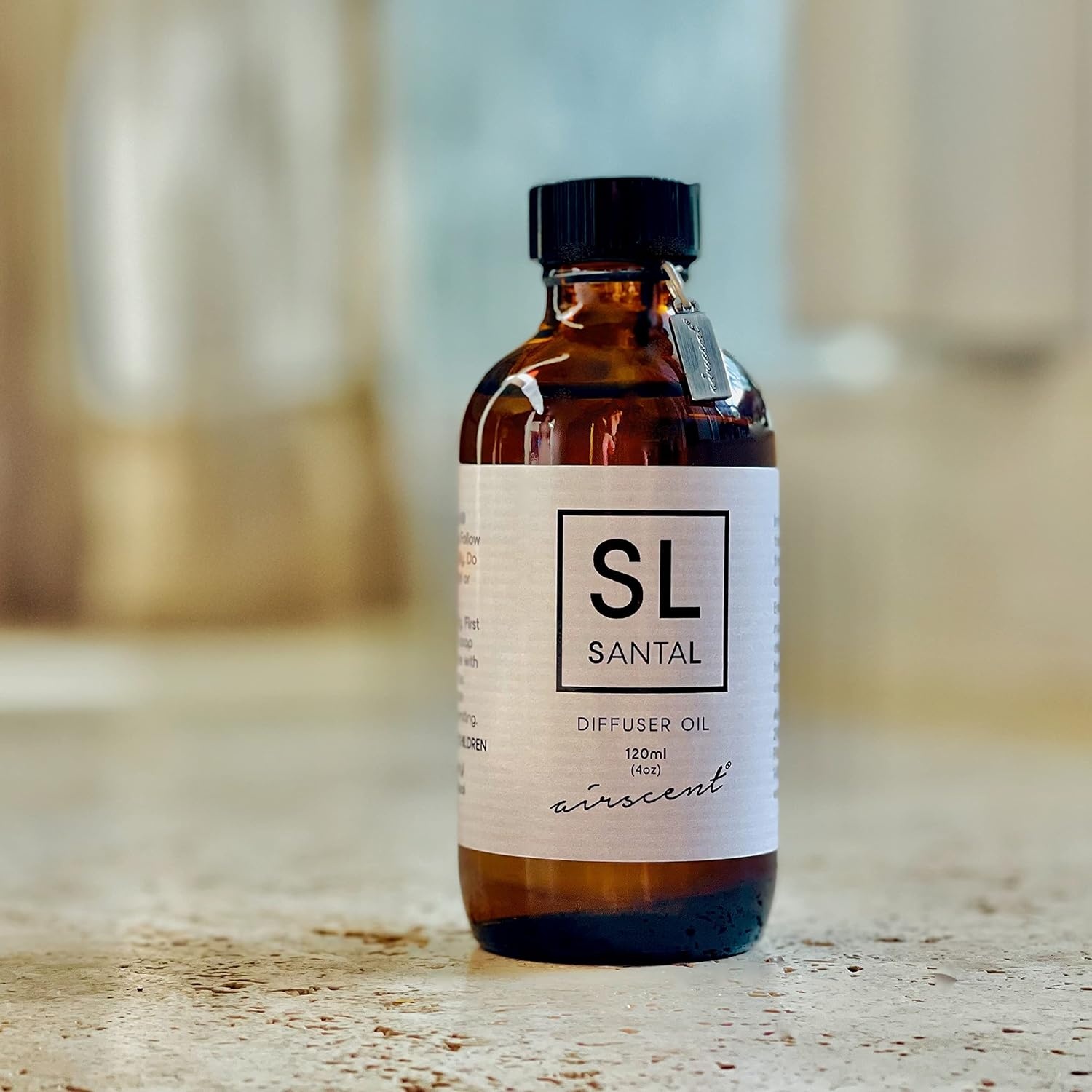 Santal Diffuser Oil – Air-Scent Aroma and Santal Essential Oil Blend – 120 mL, 4 fl oz Fragrance Oil Dropper Bottle for Aromatherapy Diffusers and Humidifiers – Sandalwood Essential Oil Blend