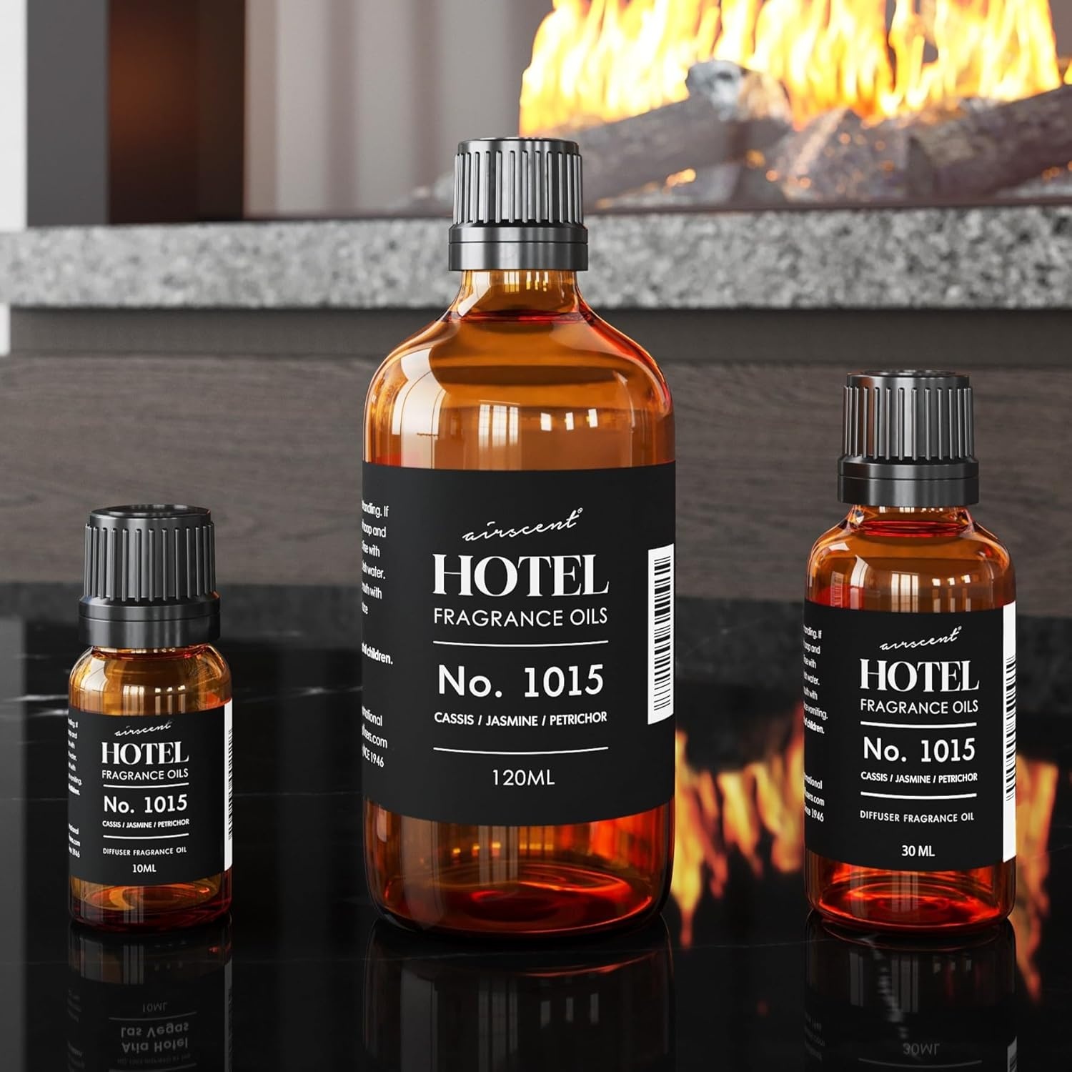 AirScent Hotel Diffuser Oil No. 1015 – Cassis Jasmine Petrichor – Premium Fragrance Oil for Ultrasonic and Waterless Diffusers and Crafting – 10 mL, 0.34 fl oz Glass Dropper Blottle(Cassis  Jasmine & Petrichor)