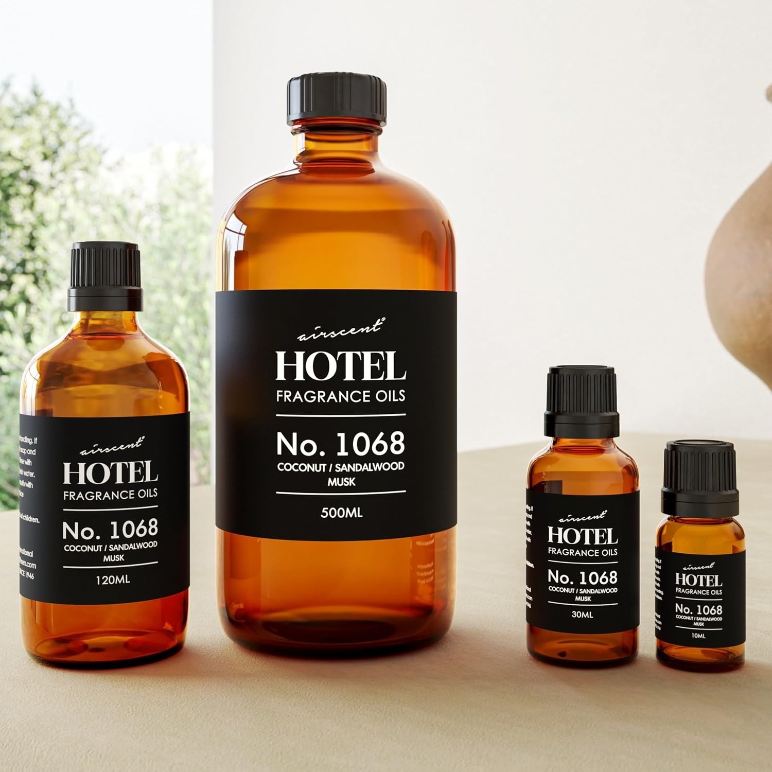 AirScent Hotel Diffuser Oil No. 1068 – Coconut Pina Colada Sandalwood – Premium Fragrance Oil for Ultrasonic and Waterless Diffusers and Crafting – 10 mL, 0.34 fl oz Glass Dropper Bottle(16.9 Fl Oz (Pack of 1))