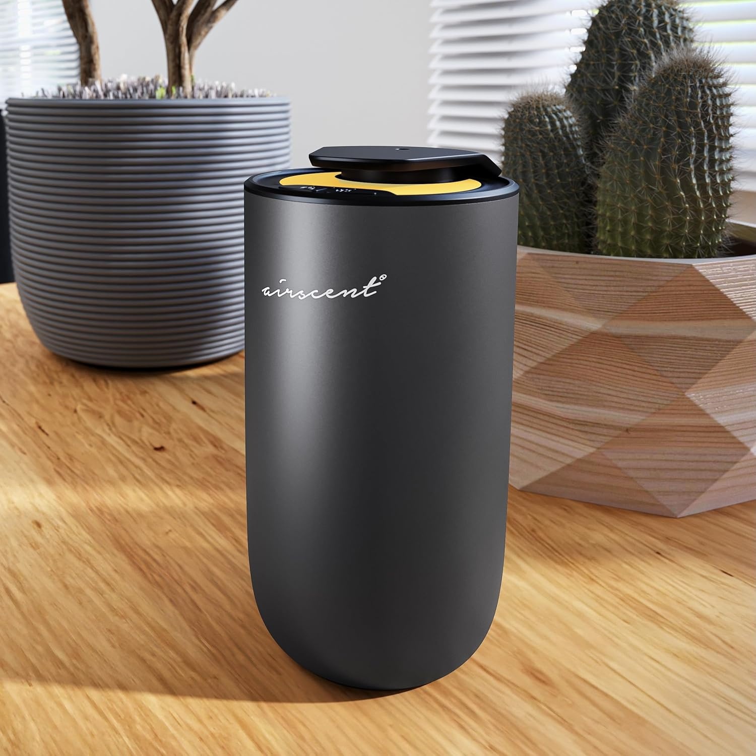 The AirScent Mini Waterless Diffuser for for Homes, Offices, Spas and Hotels – Titanium Black Finish – Fragrance Oil Aromatherapy Diffuser for Aesthetic Scenting -15 mL Capacity – Night Light Feature(Titanium Black)