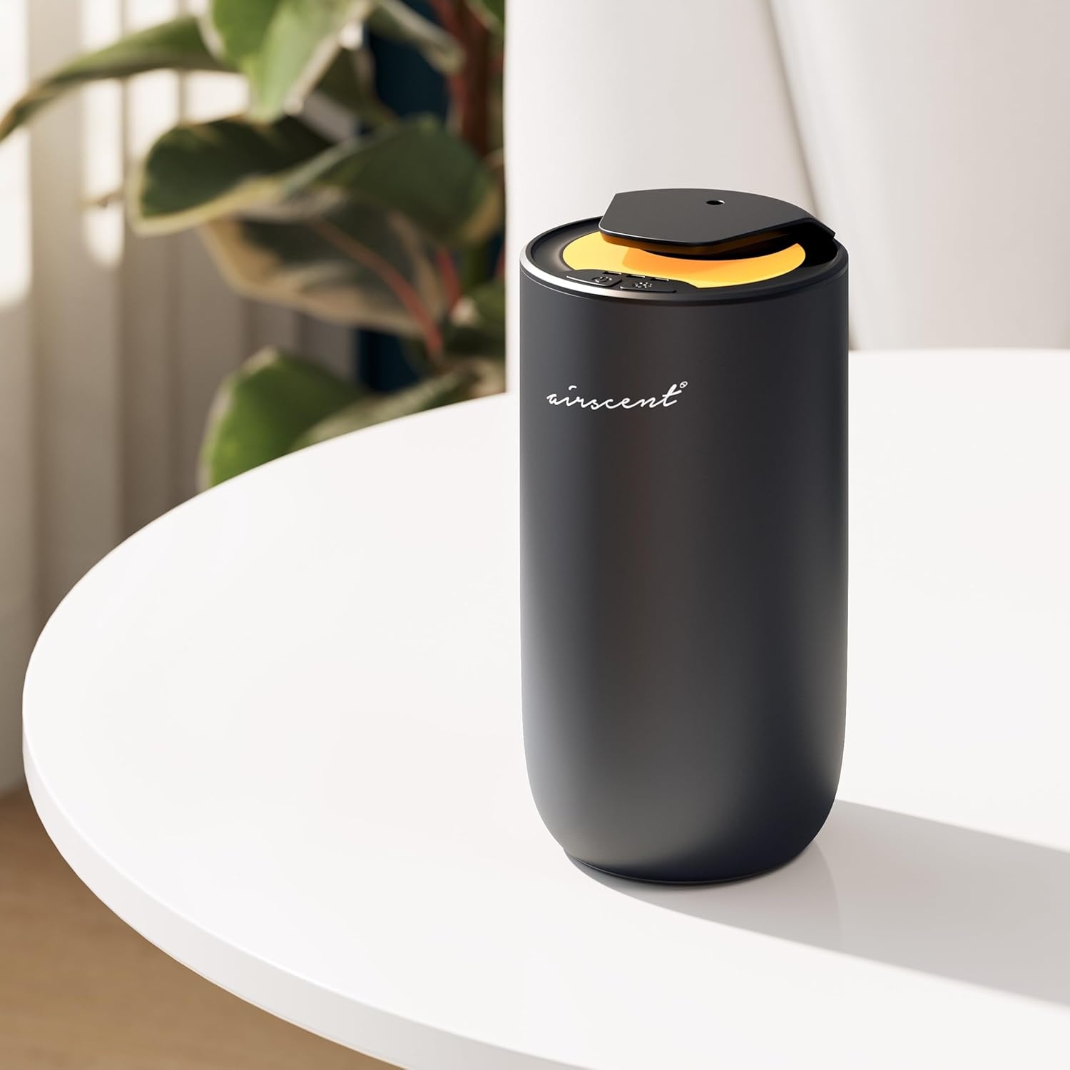 The AirScent Mini Waterless Diffuser for for Homes, Offices, Spas and Hotels – Titanium Black Finish – Fragrance Oil Aromatherapy Diffuser for Aesthetic Scenting -15 mL Capacity – Night Light Feature(Titanium Black)